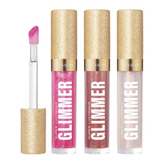 REVLON Glimmer Gloss Rose Glow bottle shows vibrant fuchsia shine for bold lips