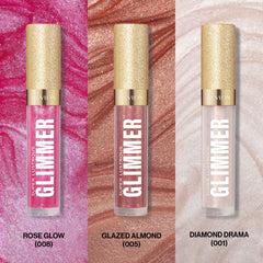 REVLON Glimmer Gloss Rose Glow swatch highlights luminous pink undertones for daytime glamour