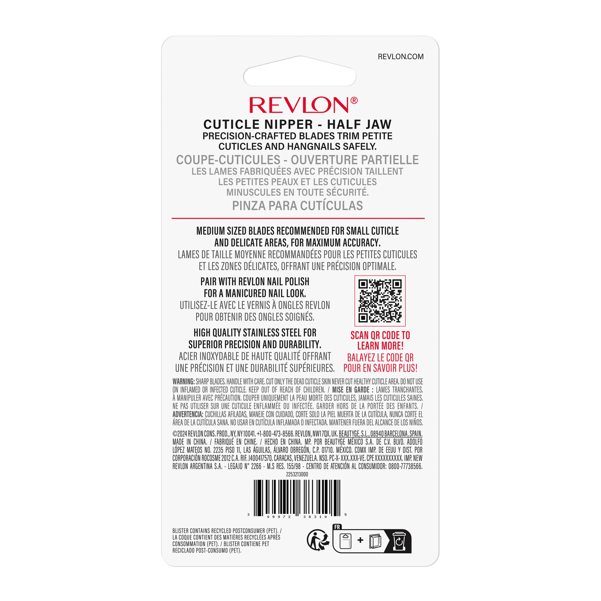 Revlon Half Jaw Cuticle Nipper in case shows portable manicure tool.