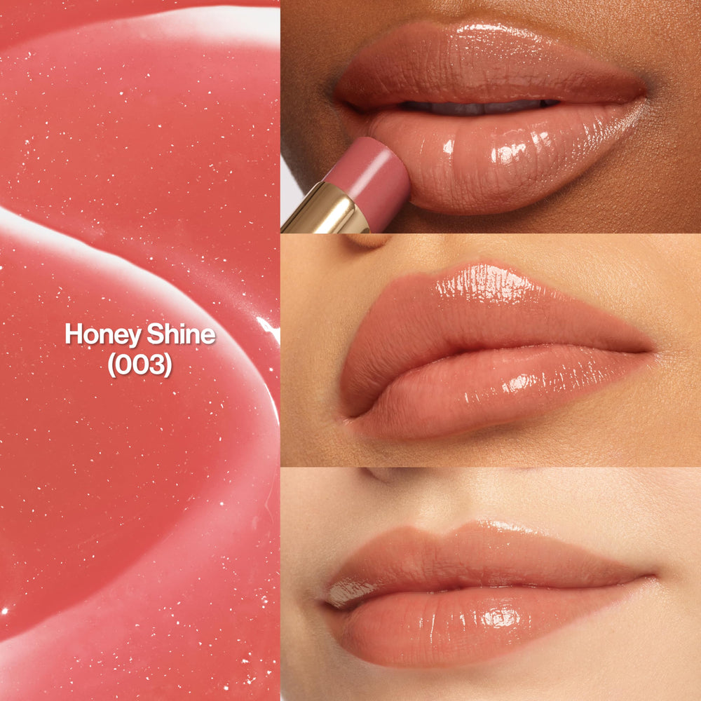 Revlon Glass Shine Balm hyaluronic acid ingredient close-up highlights instant hydration.