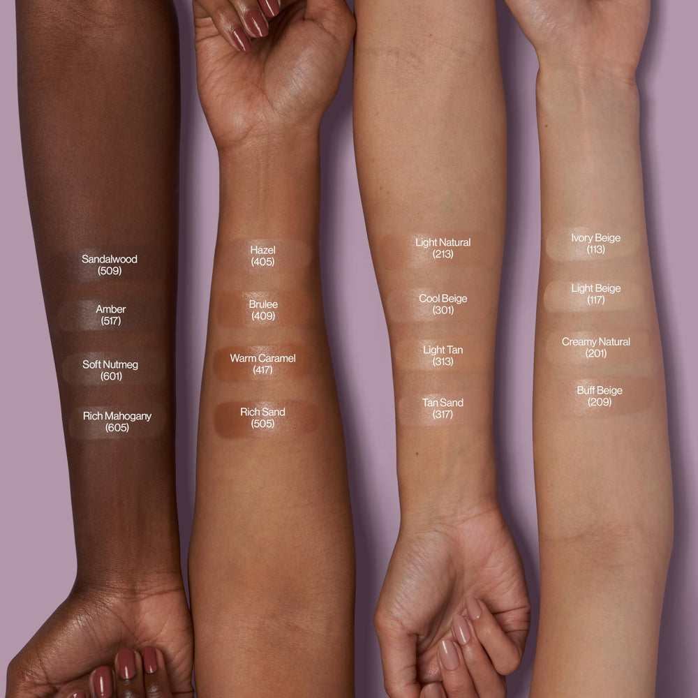 Revlon Illuminance Serum swatch on skin reveals soft satin finish