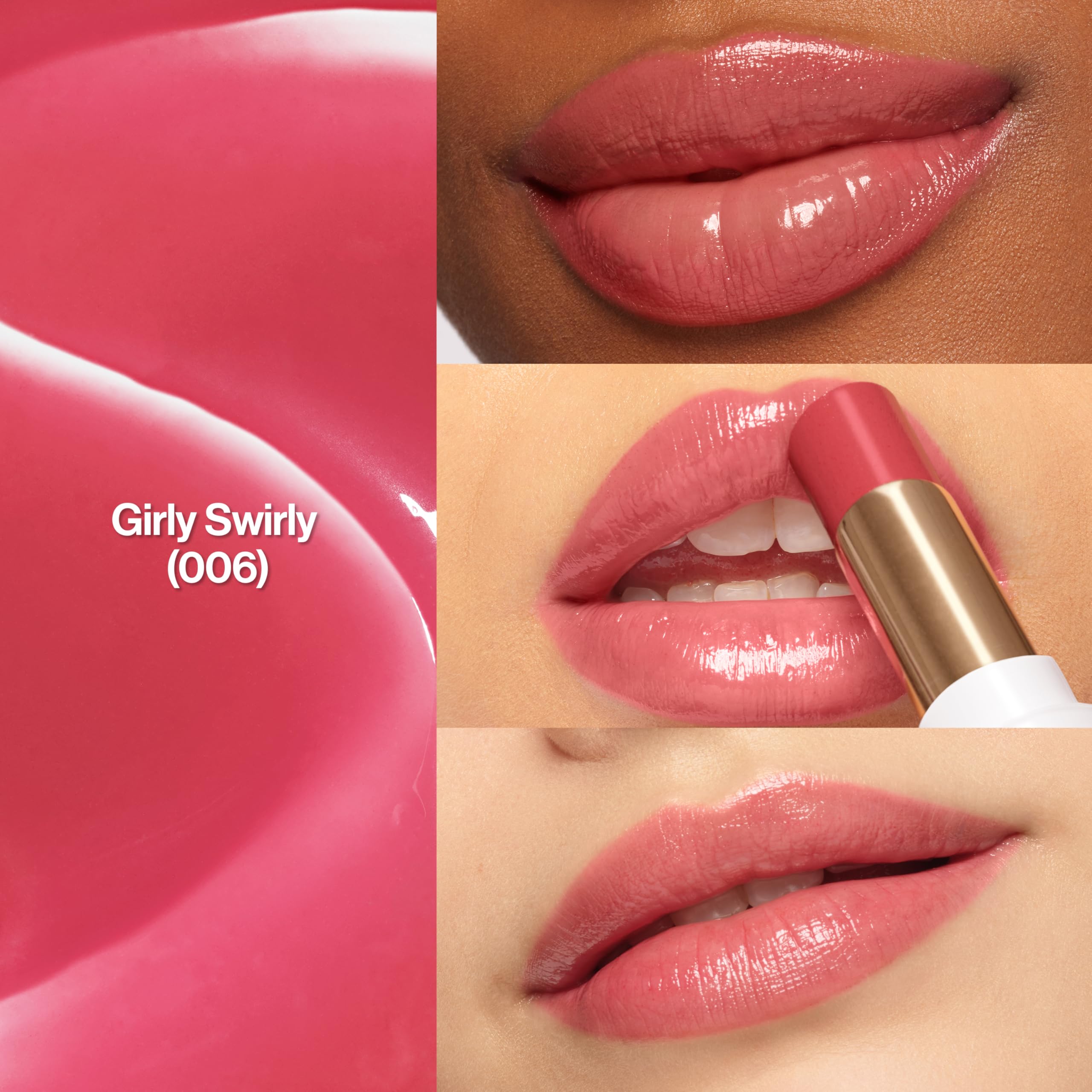 Revlon Glass Shine Balm closeup with glossy finish for a luminous lip look.