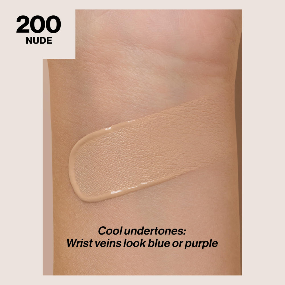 Revlon ColorStay swatch on skin showing buildable coverage and true shade match