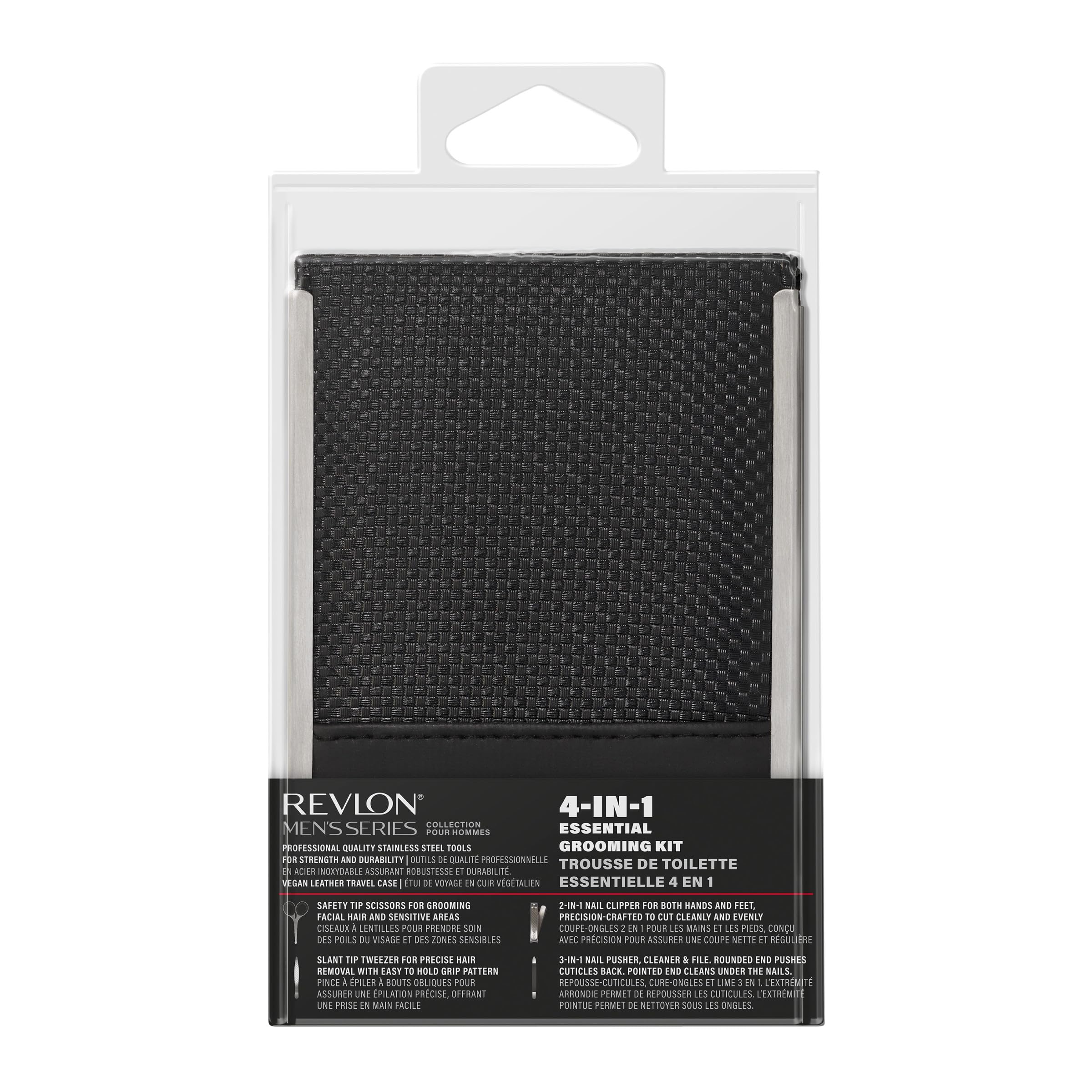 Revlon Men's Series grooming kit in hand for on-the-go routine.