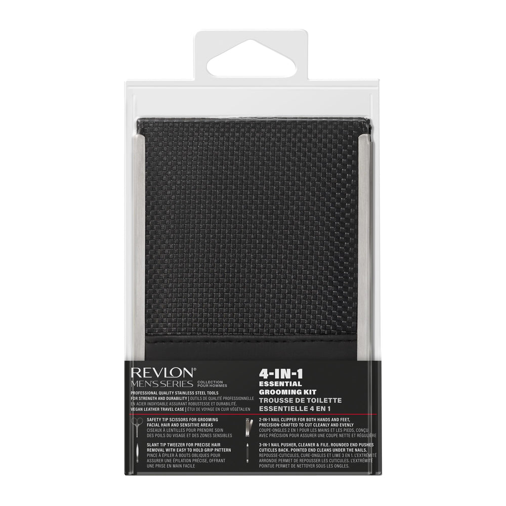 Revlon Men's Series grooming kit in hand for on-the-go routine.