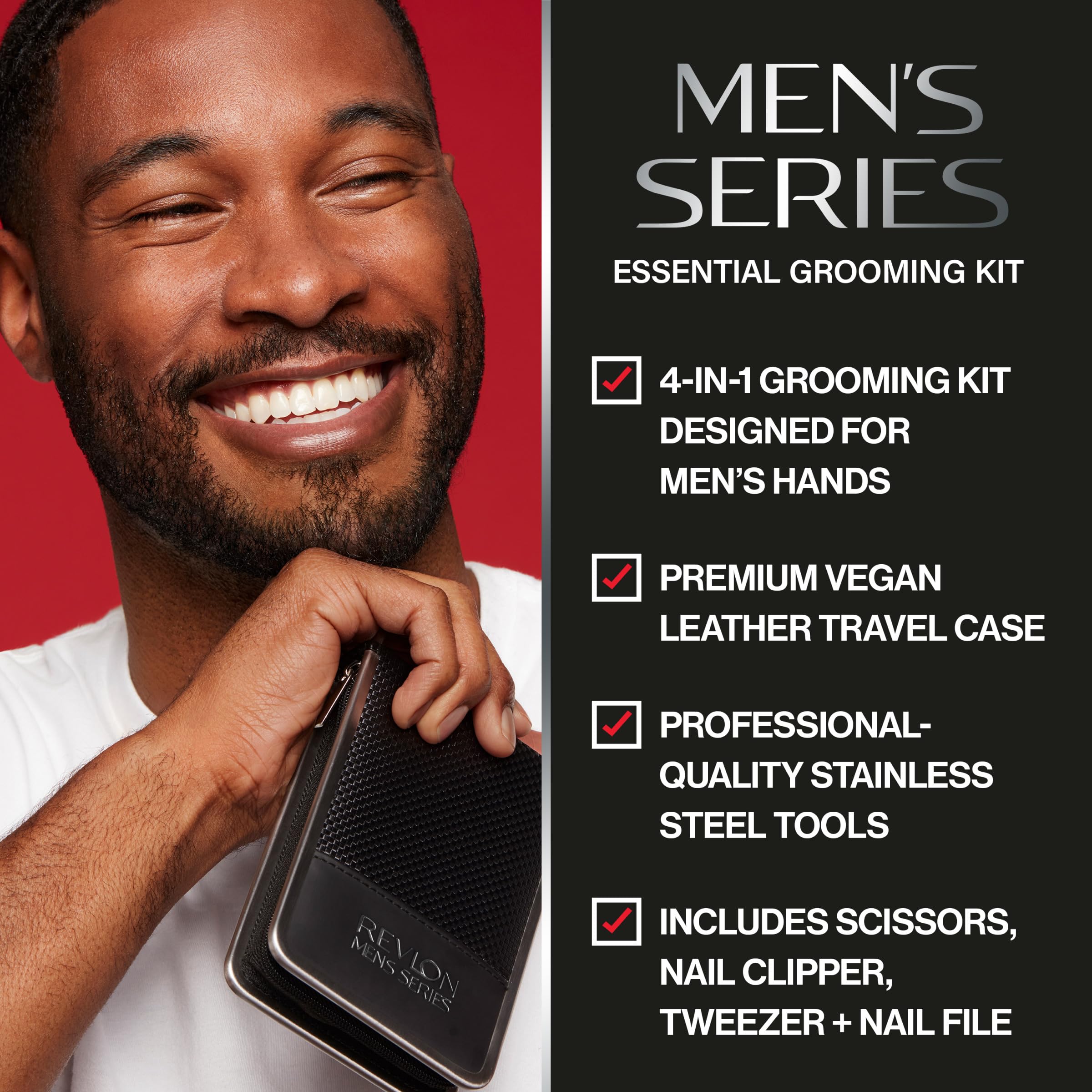Revlon Men's Series safety scissors with rounded tips for safe grooming.