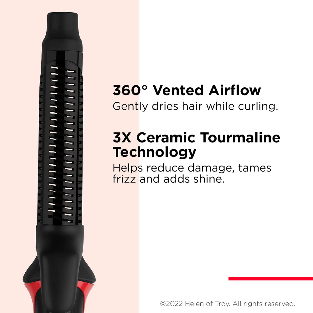 REVLON One-Step Blowout Styler vented barrel distributes heat evenly for gentle styling.