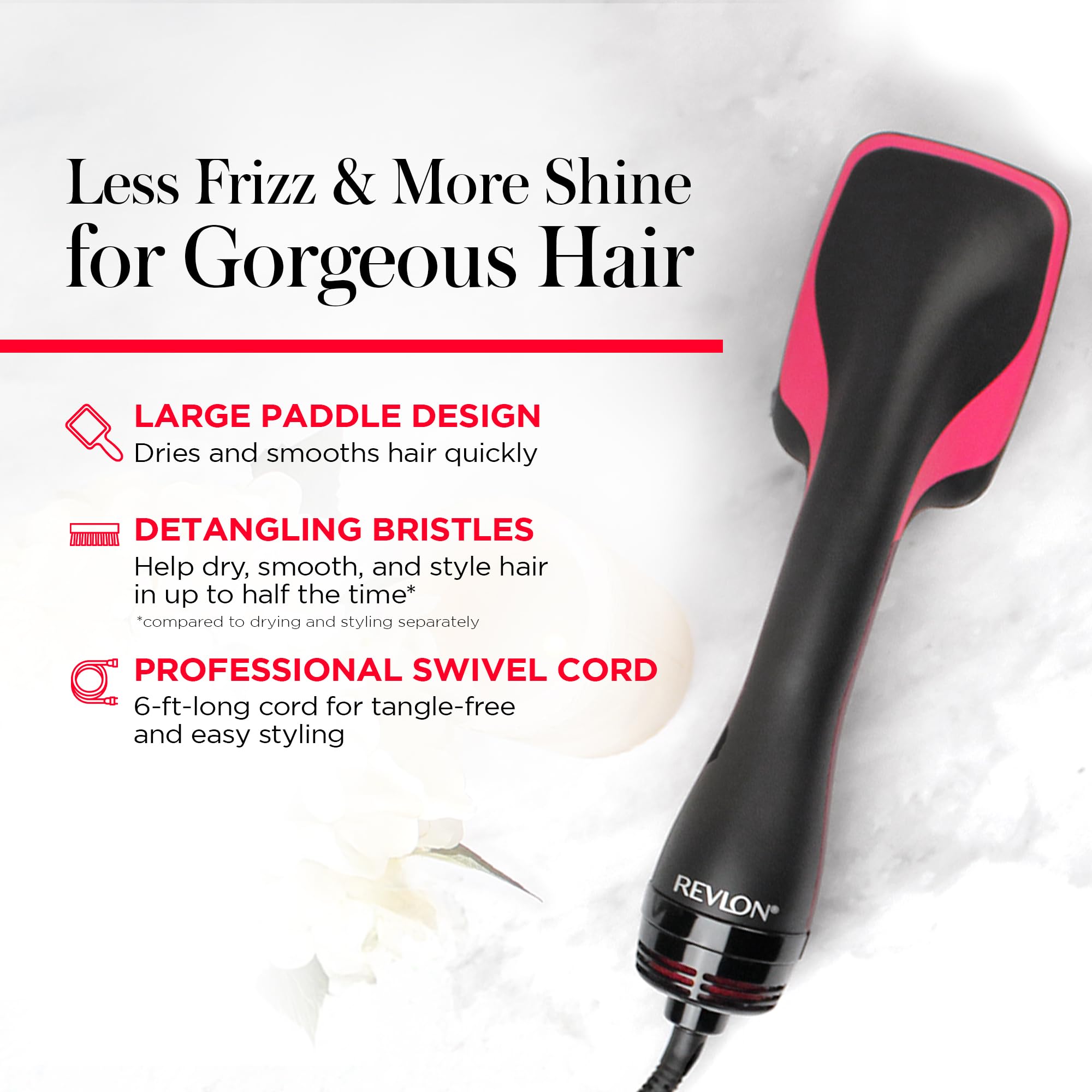 REVLON One-Step ergonomic-handle provides comfortable styling sessions