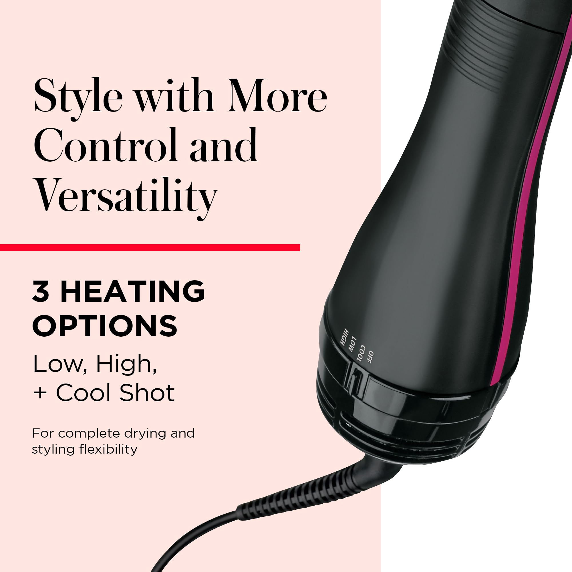 REVLON One-Step ionic-technology helps reduce frizz and add shine