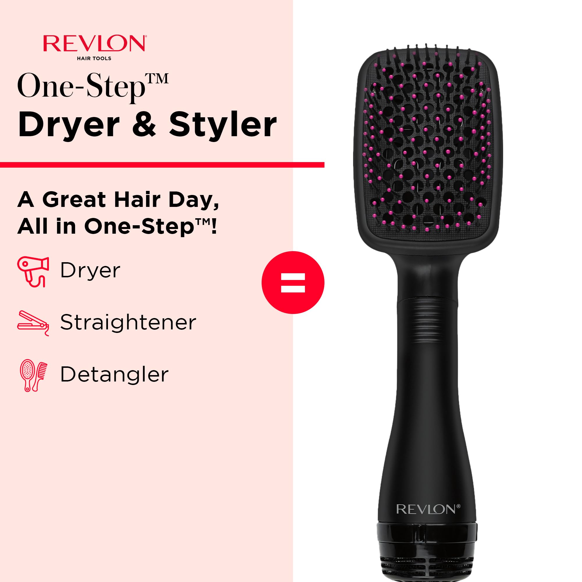 REVLON One-Step styling brush head enables quick smoothing and shaping
