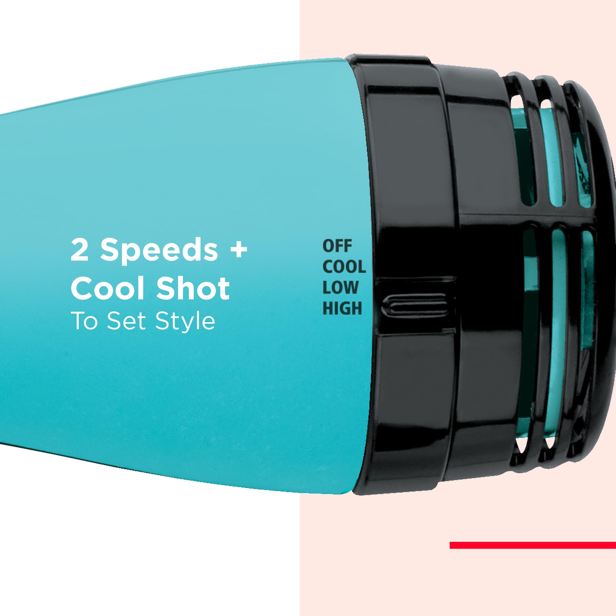 REVLON One-Step Mint three-heat-settings demonstrate flexible styling options.