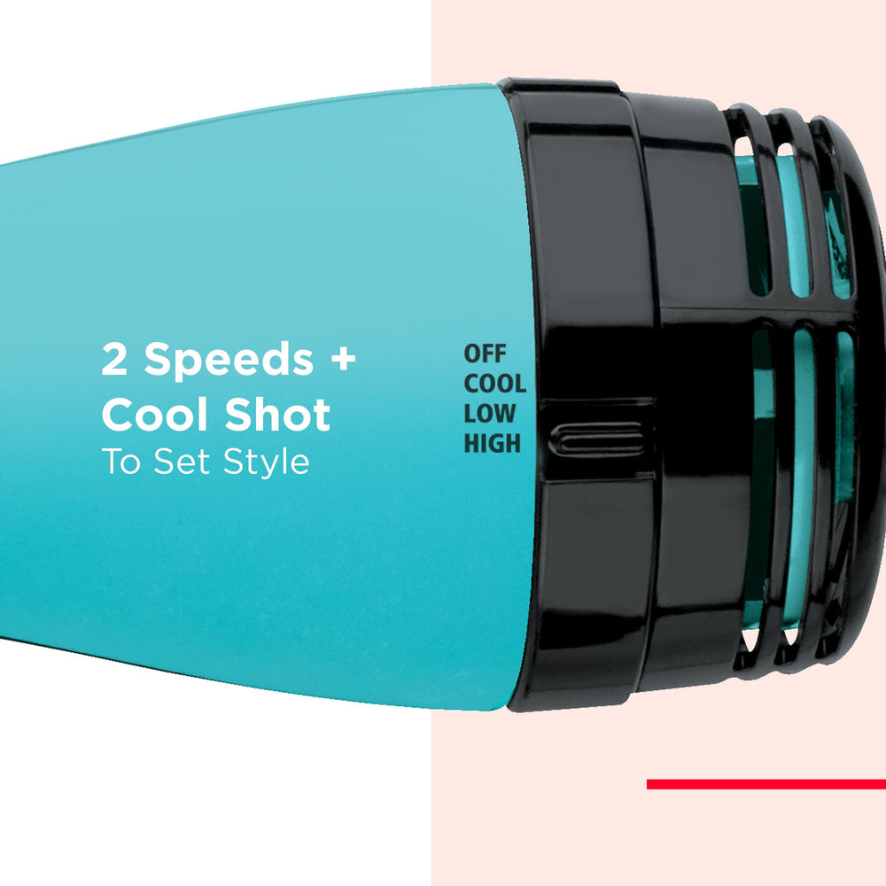 REVLON One-Step Mint three-heat-settings demonstrate flexible styling options.