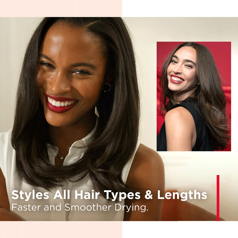 REVLON One-Step Mint cool-shot reveals setting finish for hold and shine.
