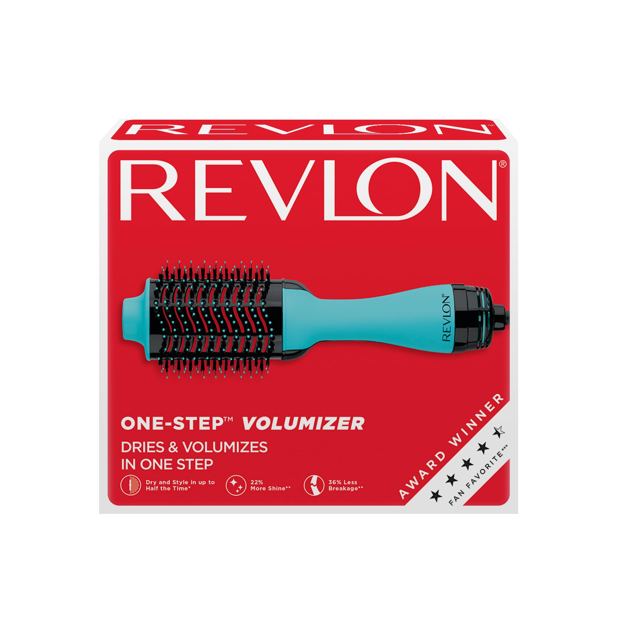 REVLON One-Step Mint us-outlet-label indicates 120V use compatibility and safety.