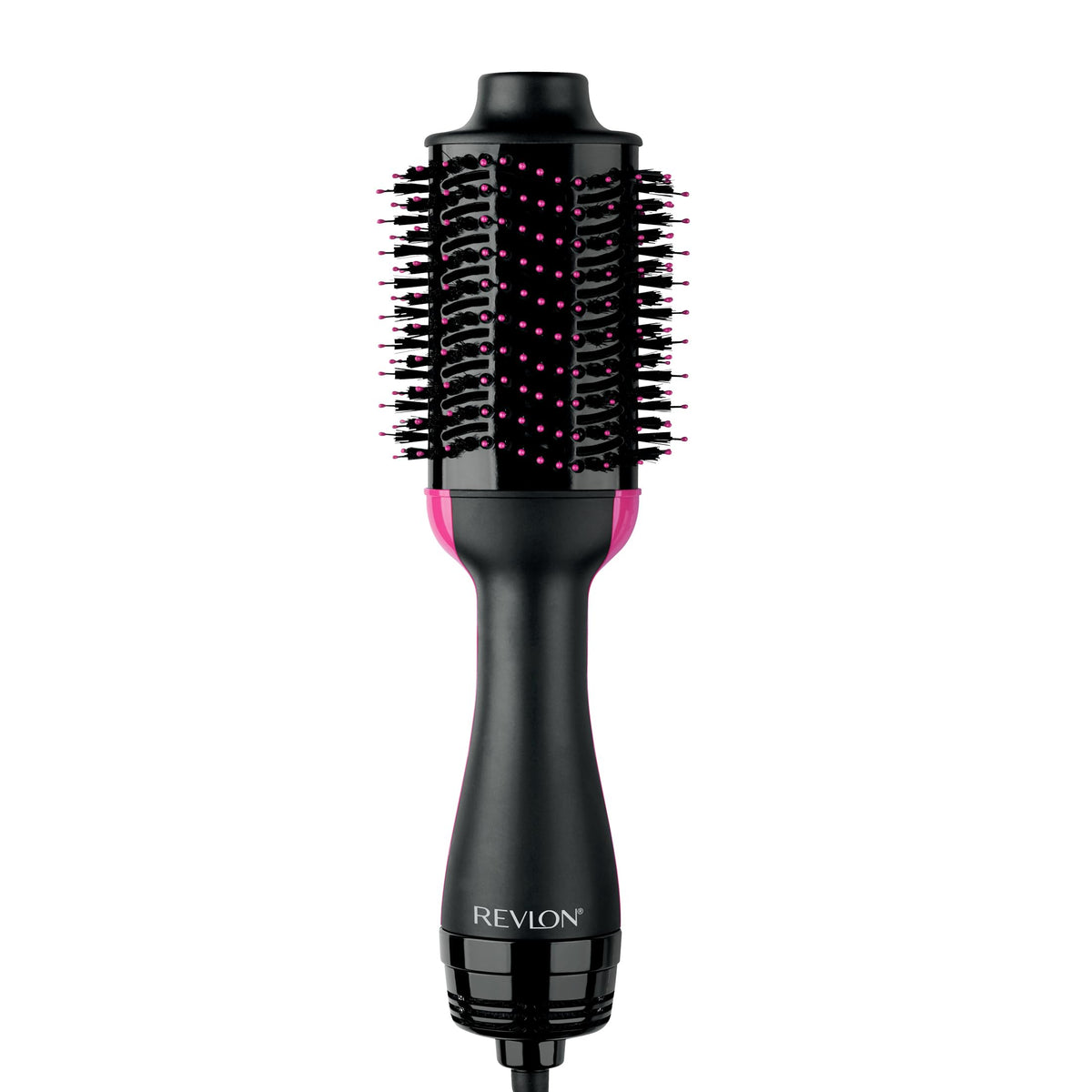 REVLON One-Step Volumizer front view showing sleek black design and quick styling