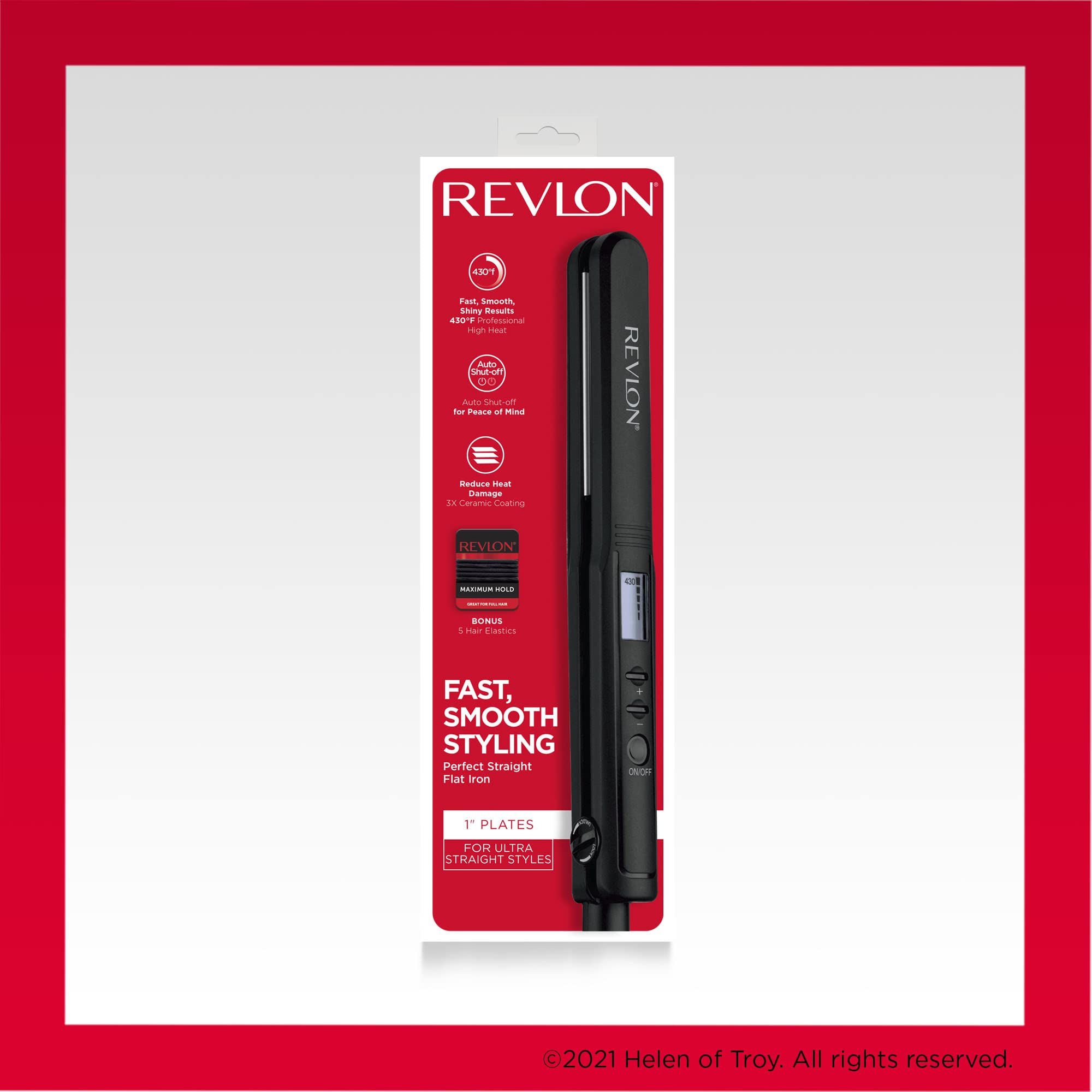 REVLON Perfect Heat ceramic flat iron delivers quick glide for a glossy straight finish