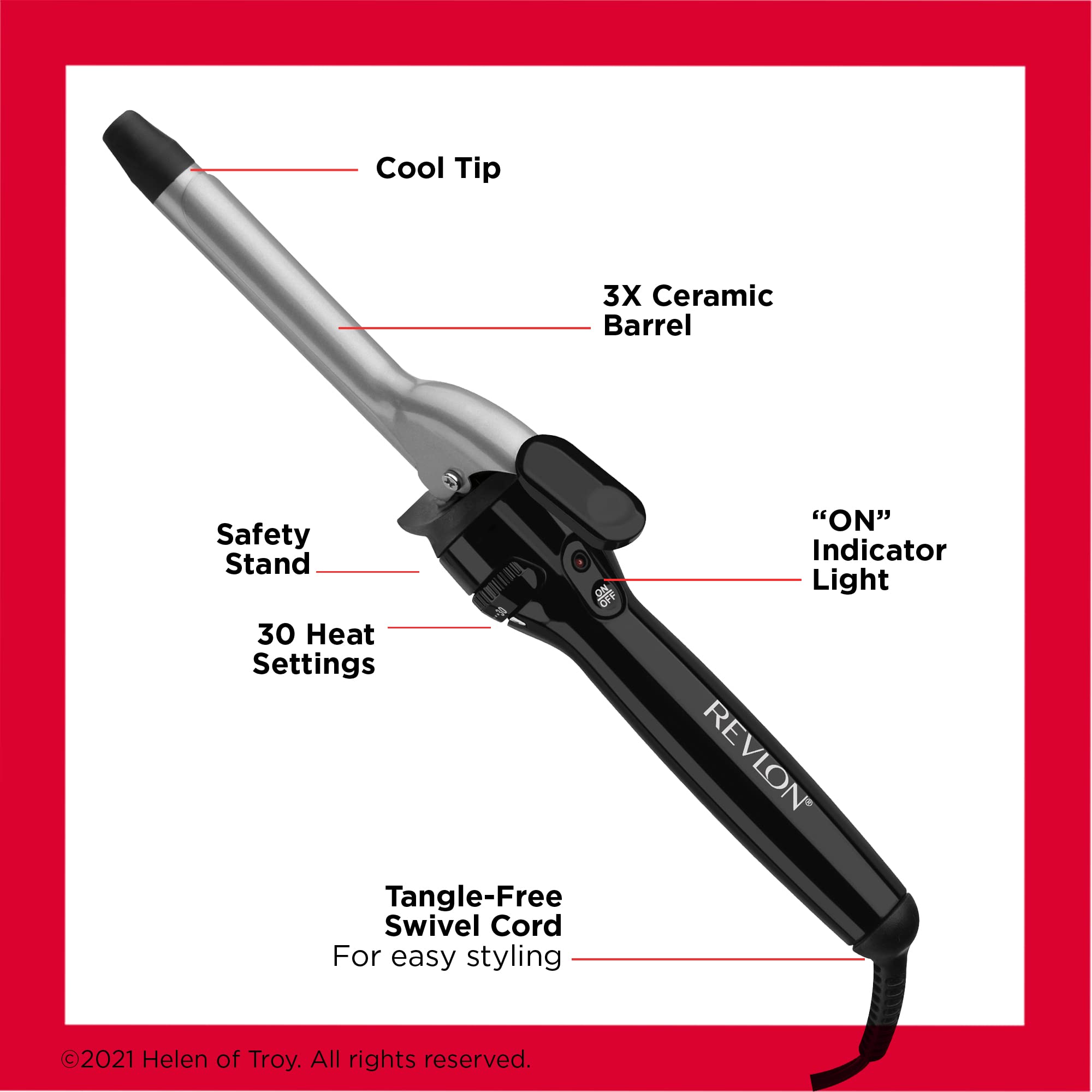 Revlon Perfect Heat dial and thumb rest show precise temperature control.