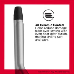 Revlon Perfect Heat handle closeup emphasizes ergonomic grip for comfortable styling.