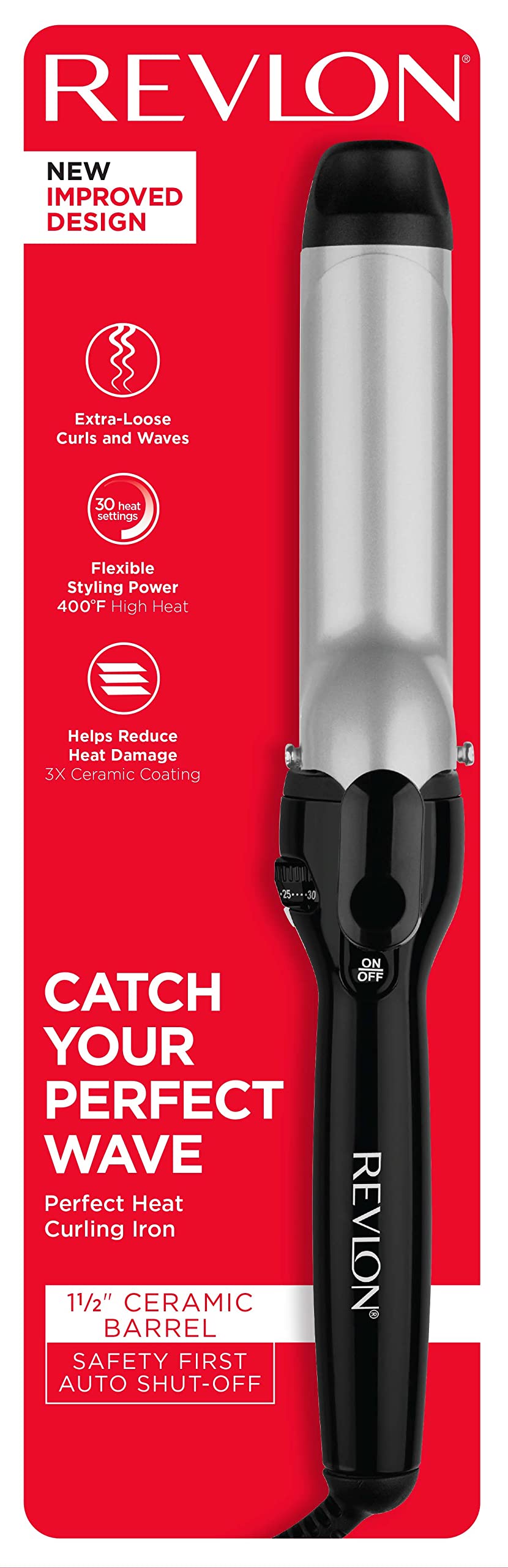 Revlon Perfect Heat built-in stand and 6 ft cord keep the barrel off surfaces.