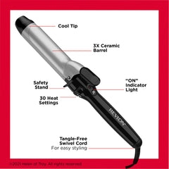 Revlon Perfect Heat stay-cool tip and wide thumb lever enable precise control.