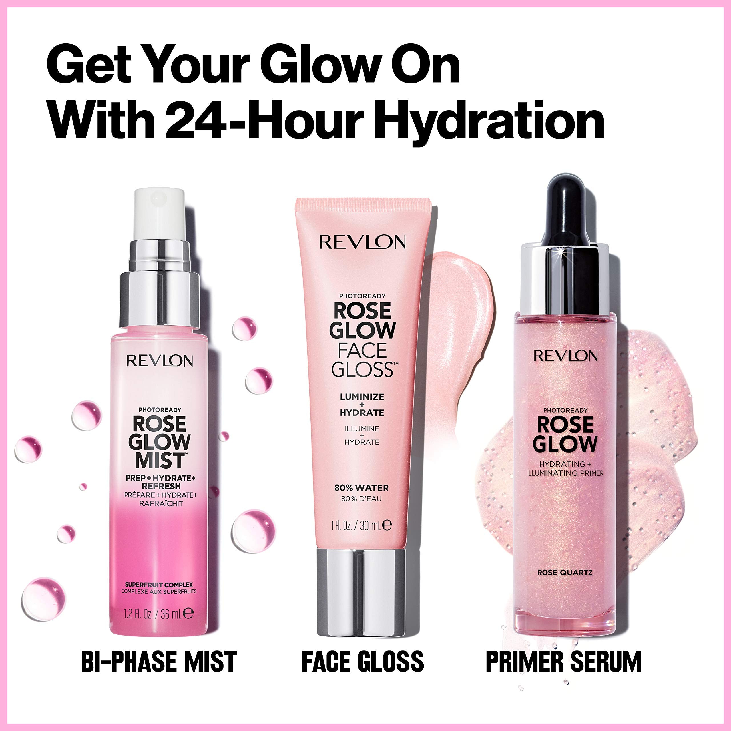 Revlon 24-hour hydration claim highlighted with fruit extracts supports sustained moisture.