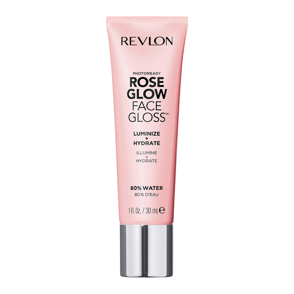 Revlon PhotoReady Face Gloss Rose Glow swatch shows universal rosy glow for primed skin.