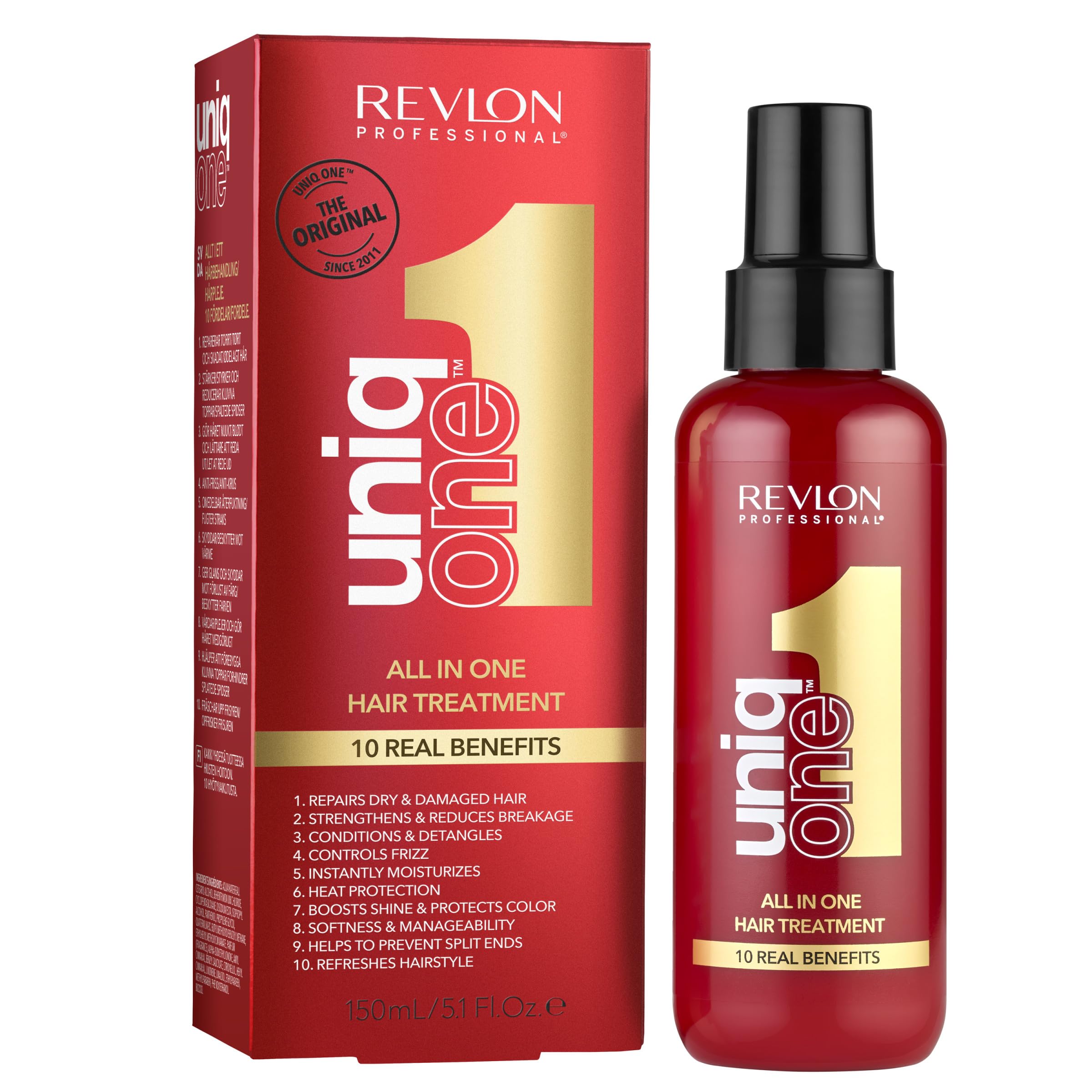 REVLON PROFESSIONAL front packaging showing classic 10-in-1 benefits and bottle design