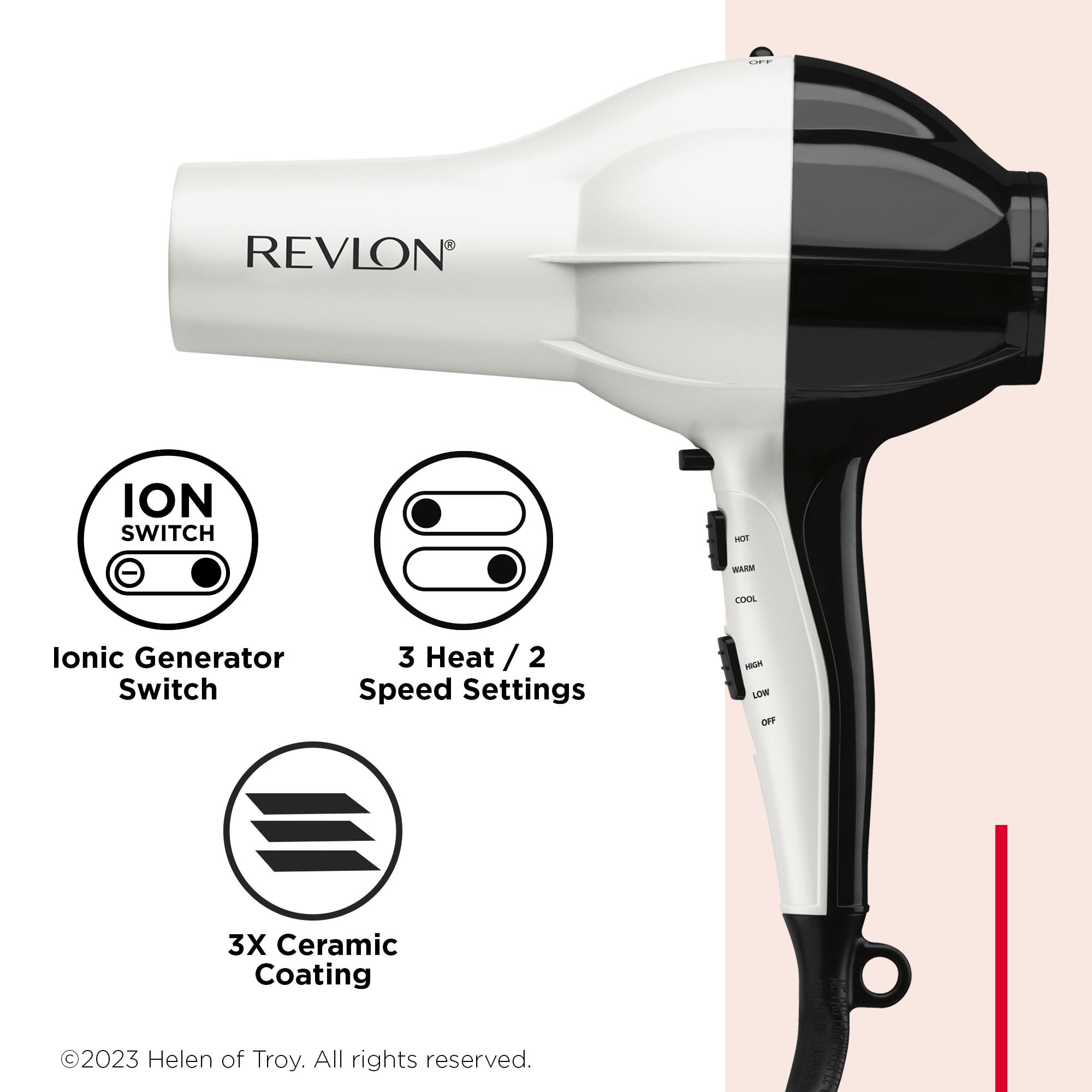 Revlon Shine Booster Hair Dryer cool shot function locks in style and shine.