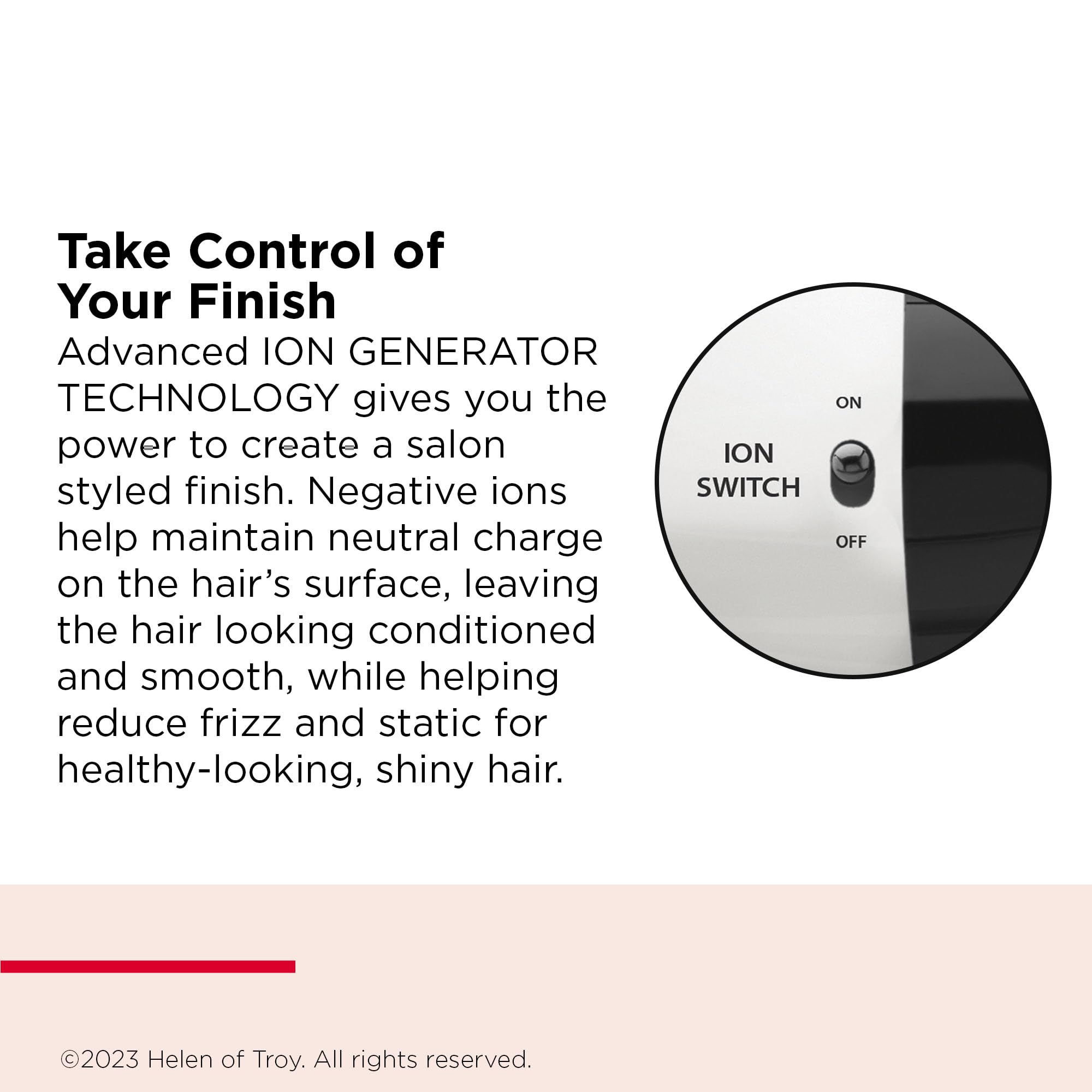Revlon Shine Booster Hair Dryer side view shows ergonomic grip for comfortable styling sessions.