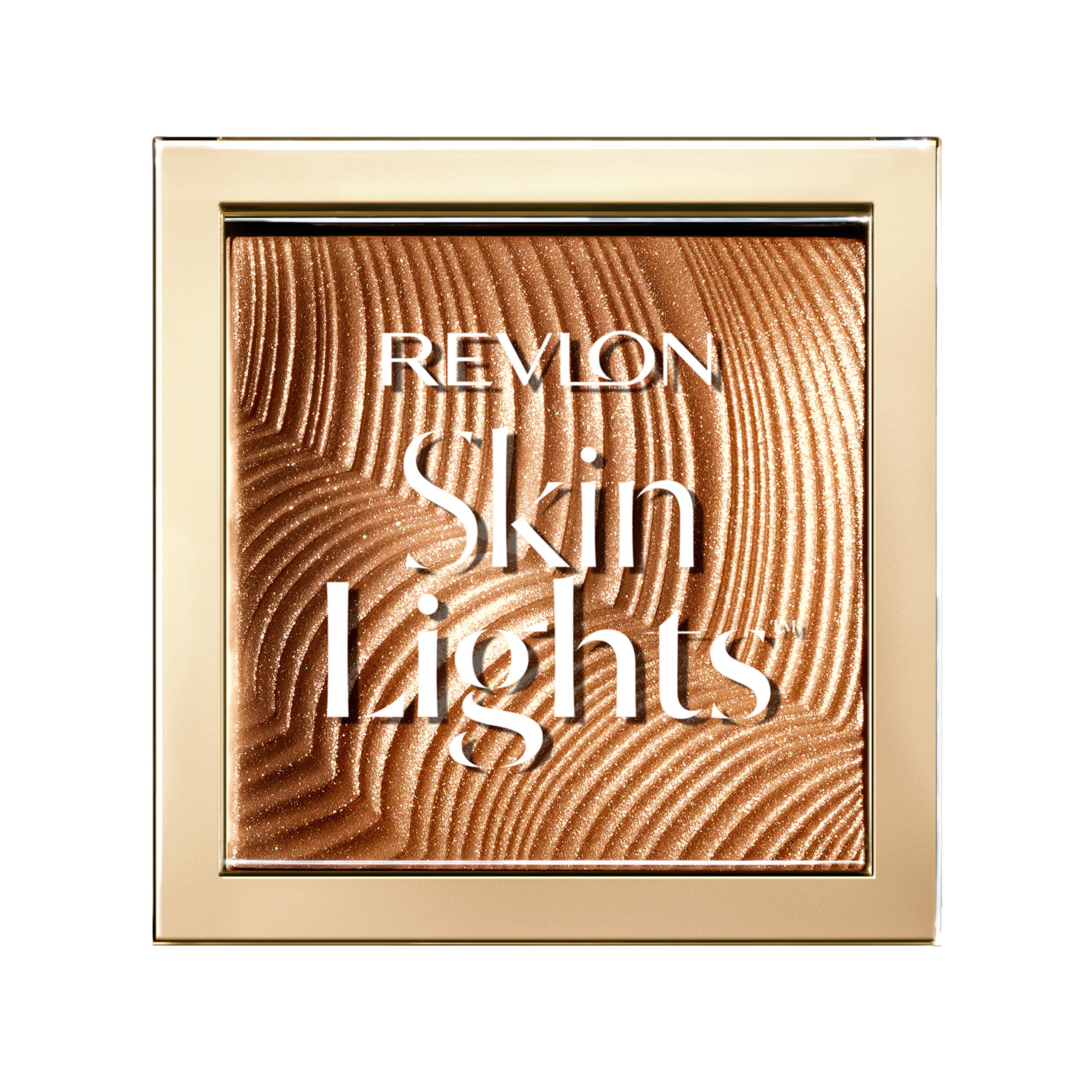 REVLON Skinlights bronzer packaging close-up shows premium design and fragrance-free formula.