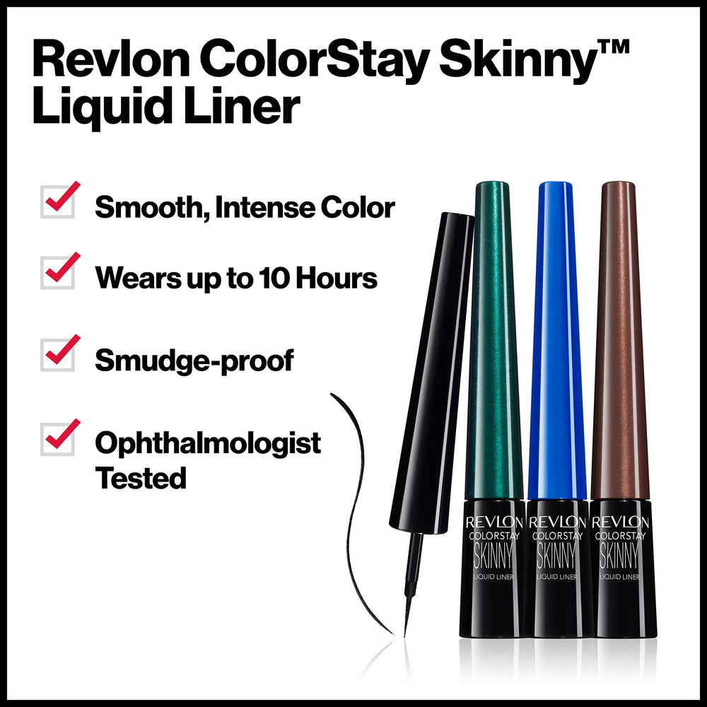 REVLON Skinny Liquid Eyeliner lash-line-definition for daytime or dramatic looks.