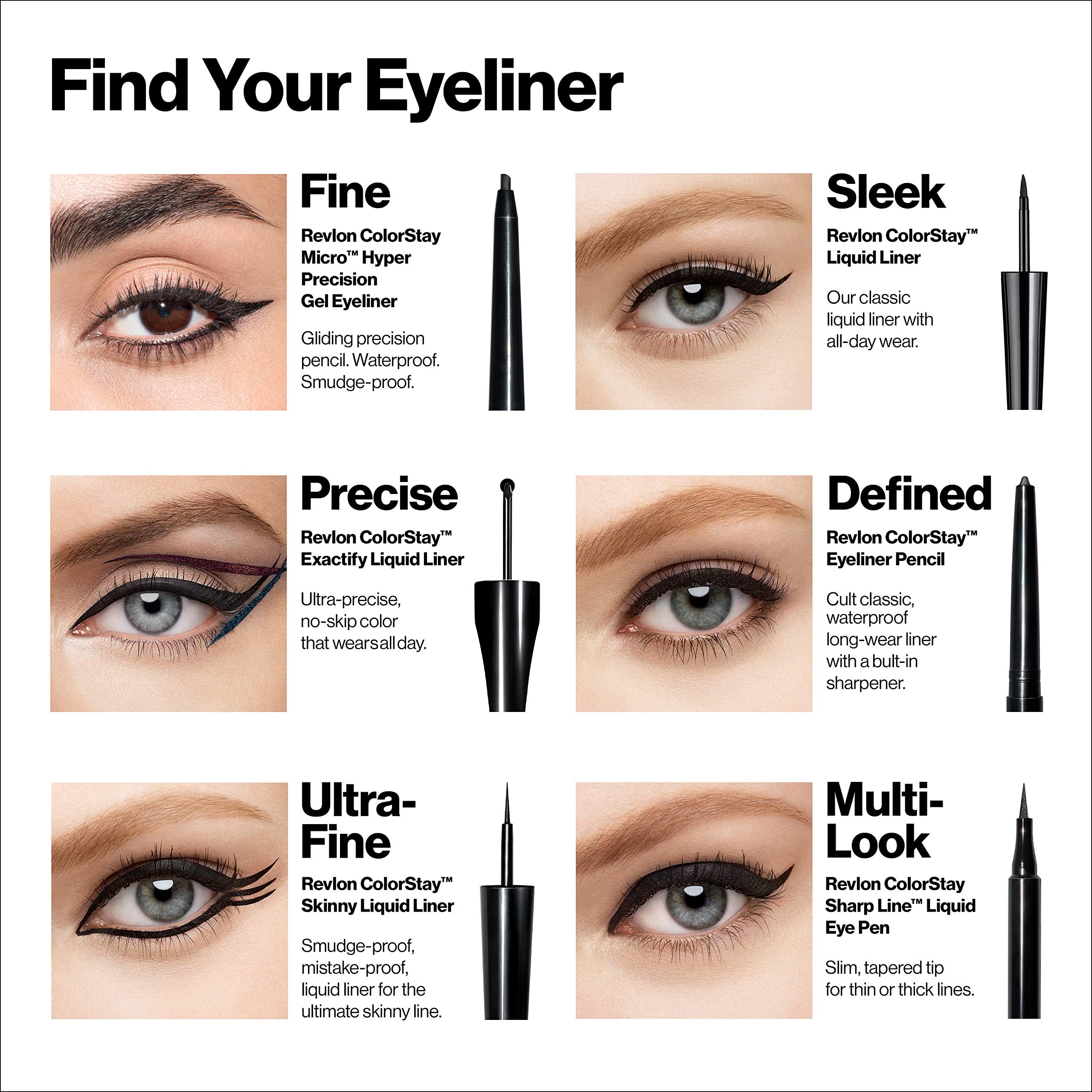 REVLON Skinny Liquid Eyeliner ophthalmologist-tested reassurance for sensitive eyes.