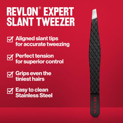 Revlon slant tweezer side profile illustrating tension and sturdy build