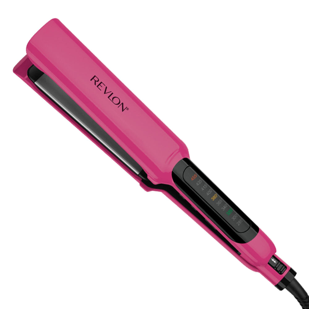 Revlon Smooth Brilliance flat iron XL plates for fast, sleek styling and shine.