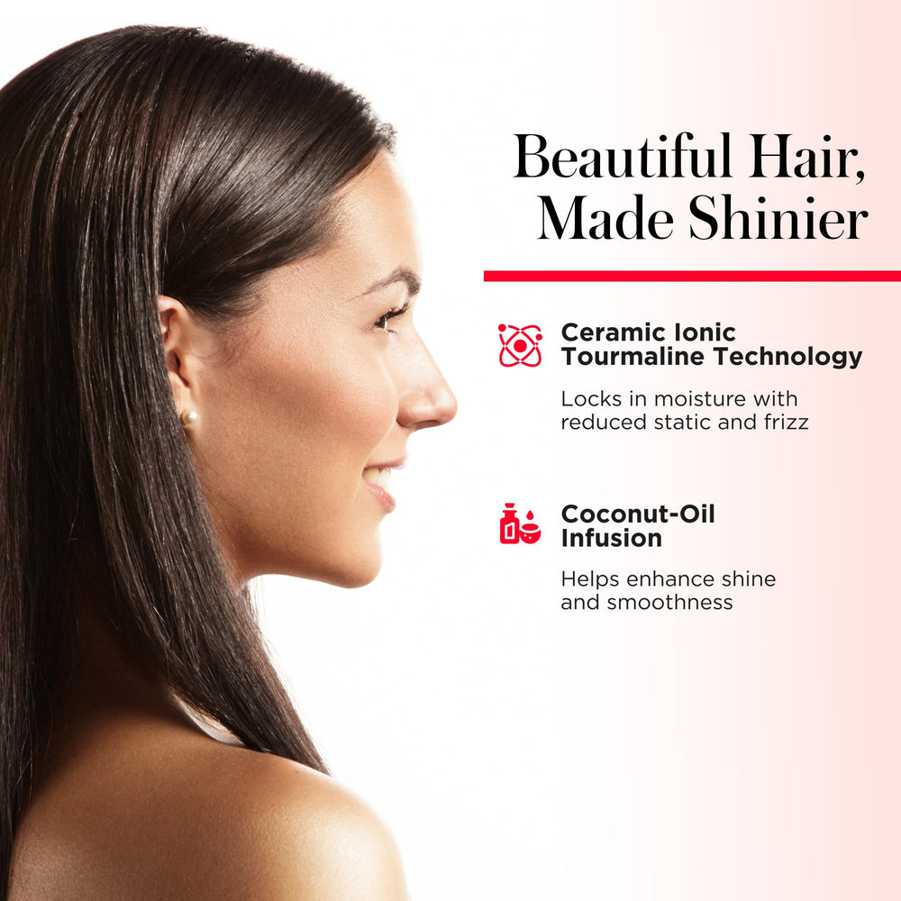 REVLON SmoothStay tourmaline ionic tech reduces static for frizz-free results.