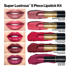Revlon Super Lustrous 775 Super Red cream lipstick swatch, bold, long-wearing color with comfortable feel.