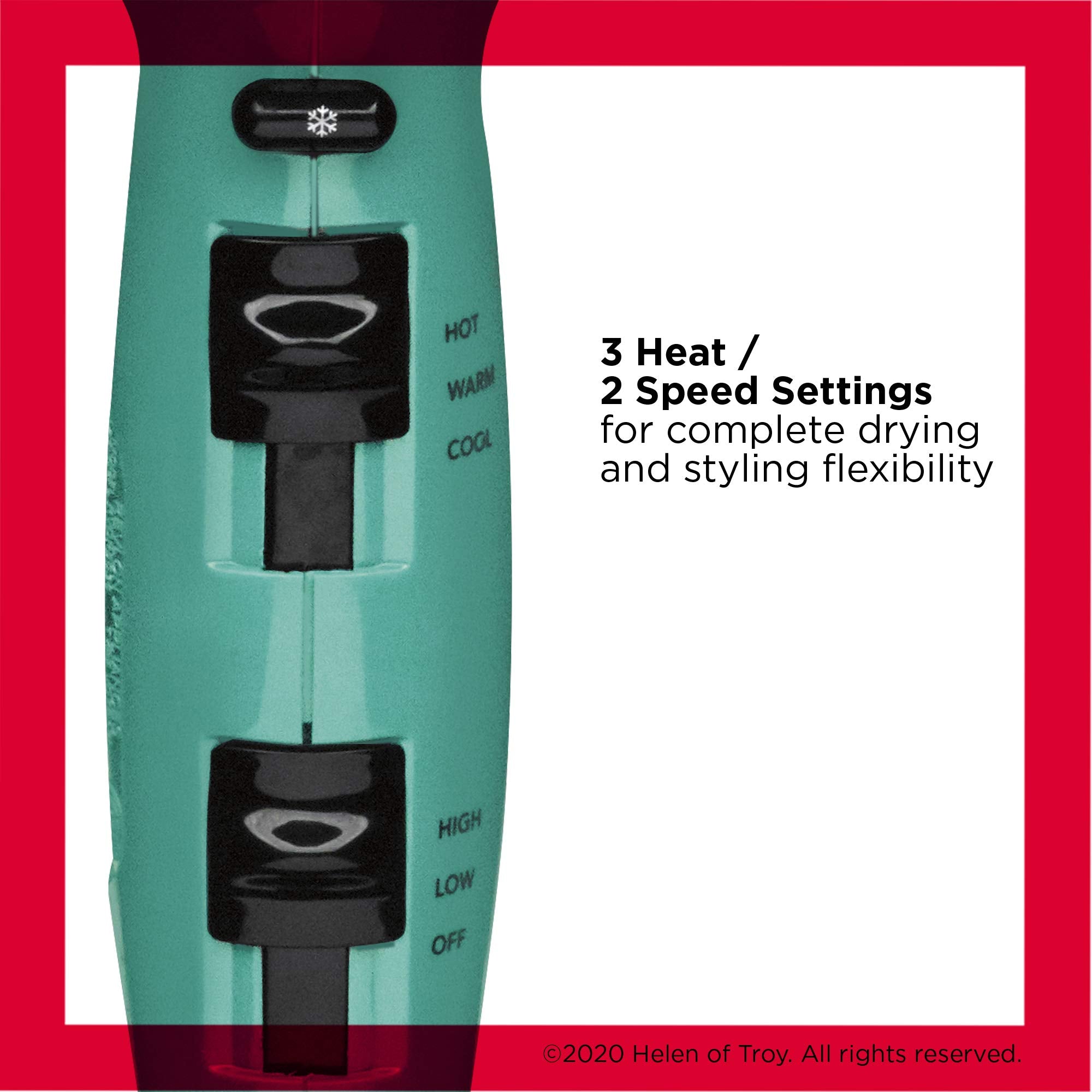 REVLON Volume Booster cool shot button locks the finished look with cool air.