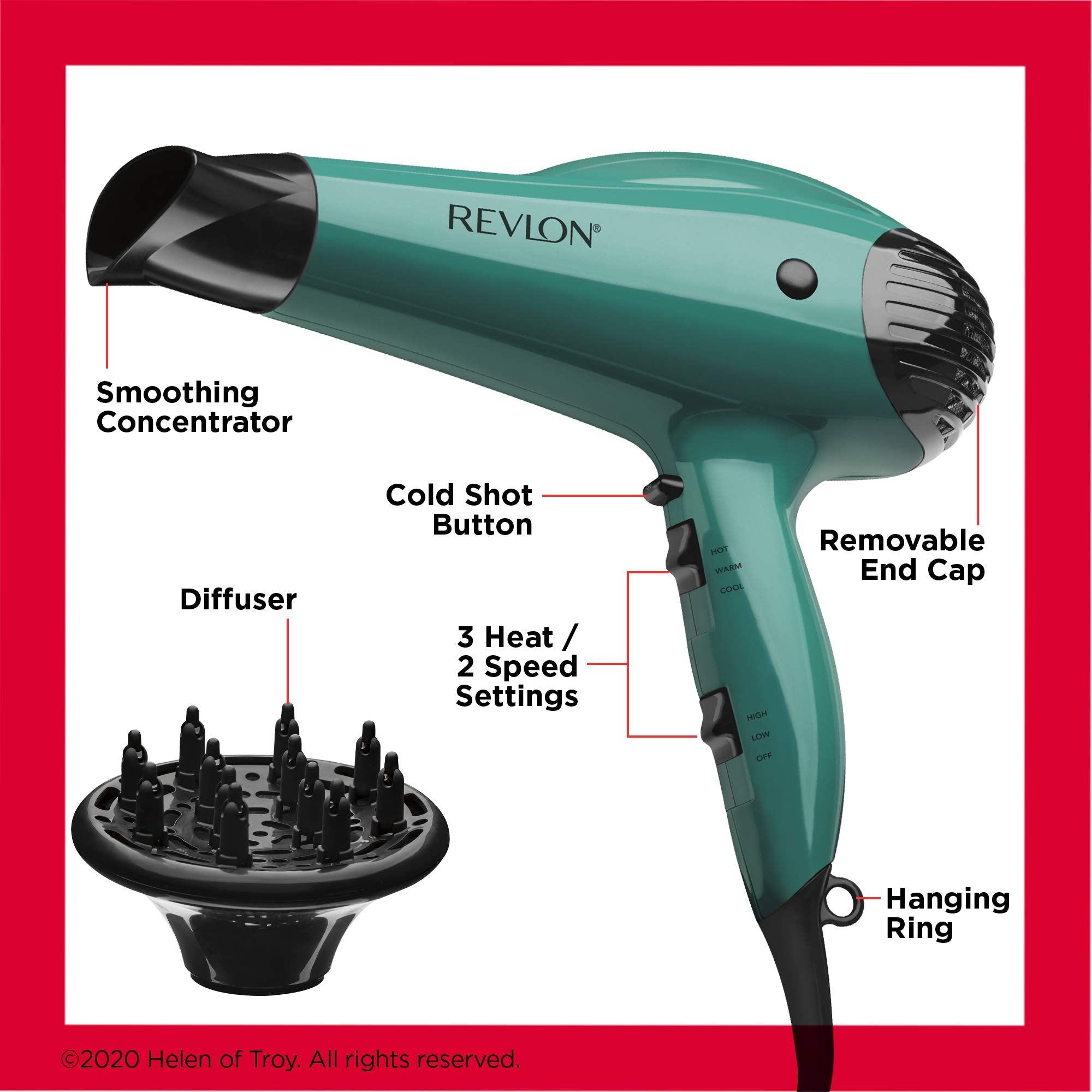 REVLON Volume Booster removable end cap simplifies cleaning and maintenance.