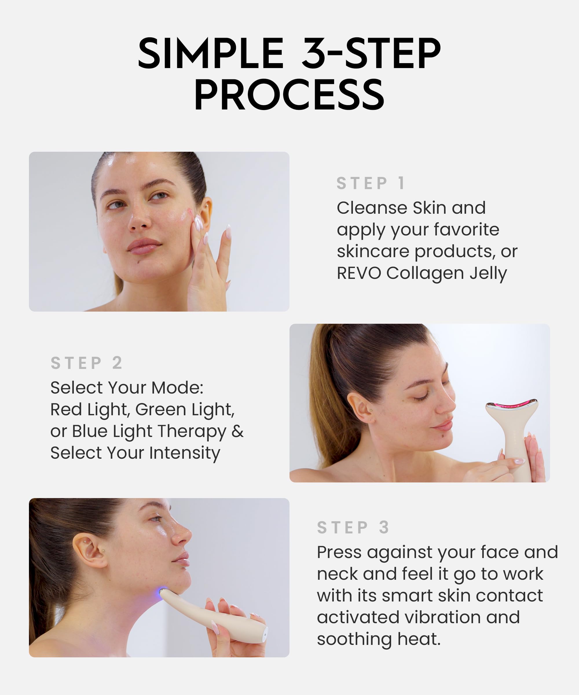 REVOMADIC REVO Genie contour gua sha tool in action for lymphatic drainage.