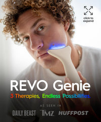 REVOMADIC REVO Genie neck contour closeup highlighting heat and vibration for soothing toning.