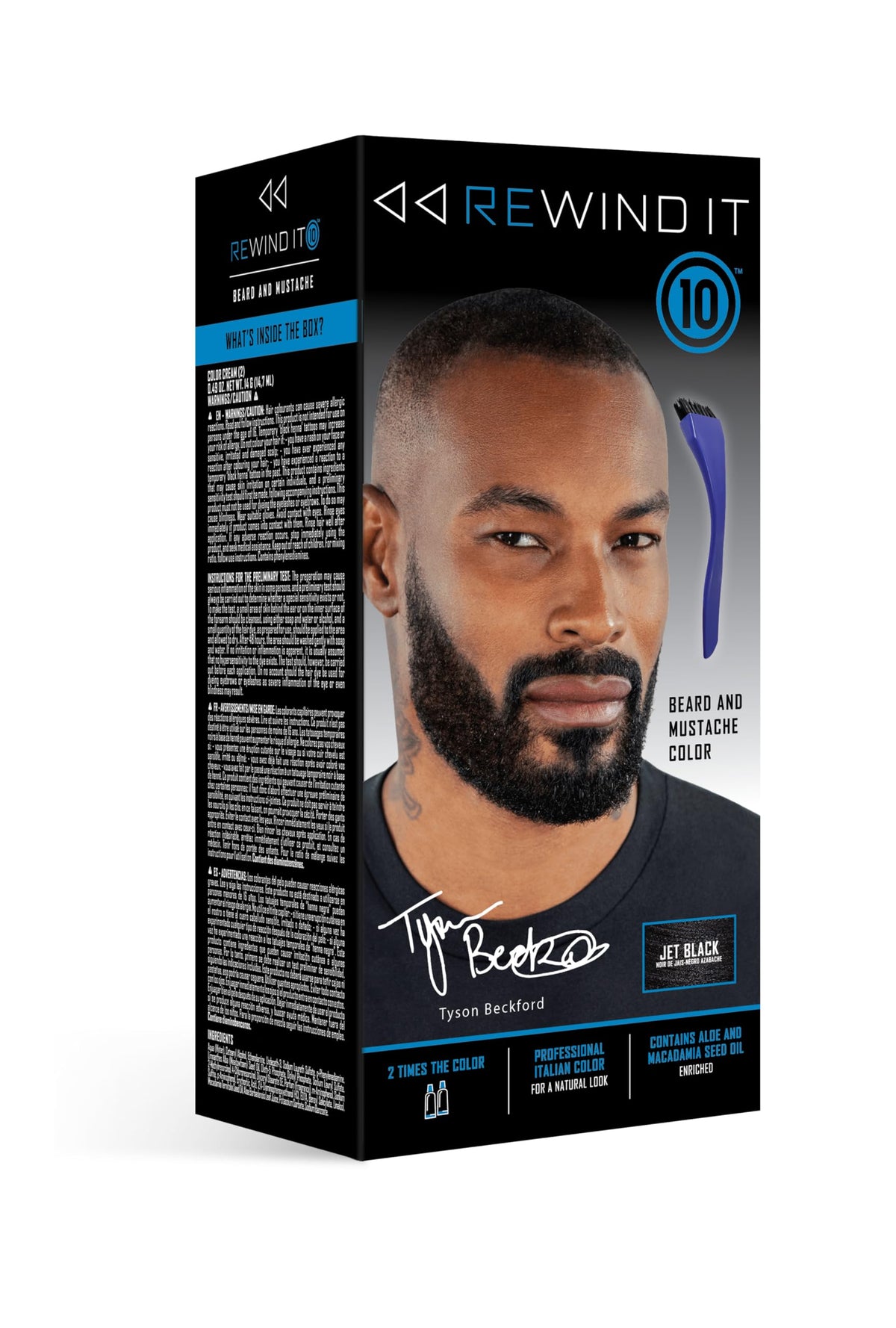 REWIND IT 10 jet-black beard color bottle for precise coverage and quick results.
