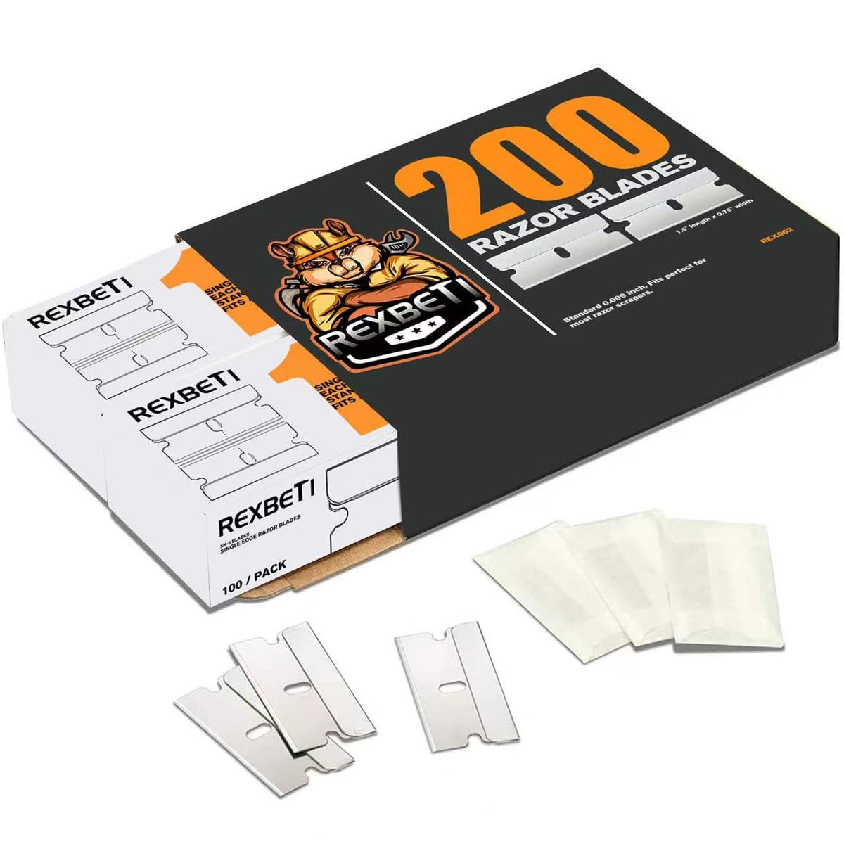 REXBETI 200pcs blades box shows quantity for easy refills and inventory control.
