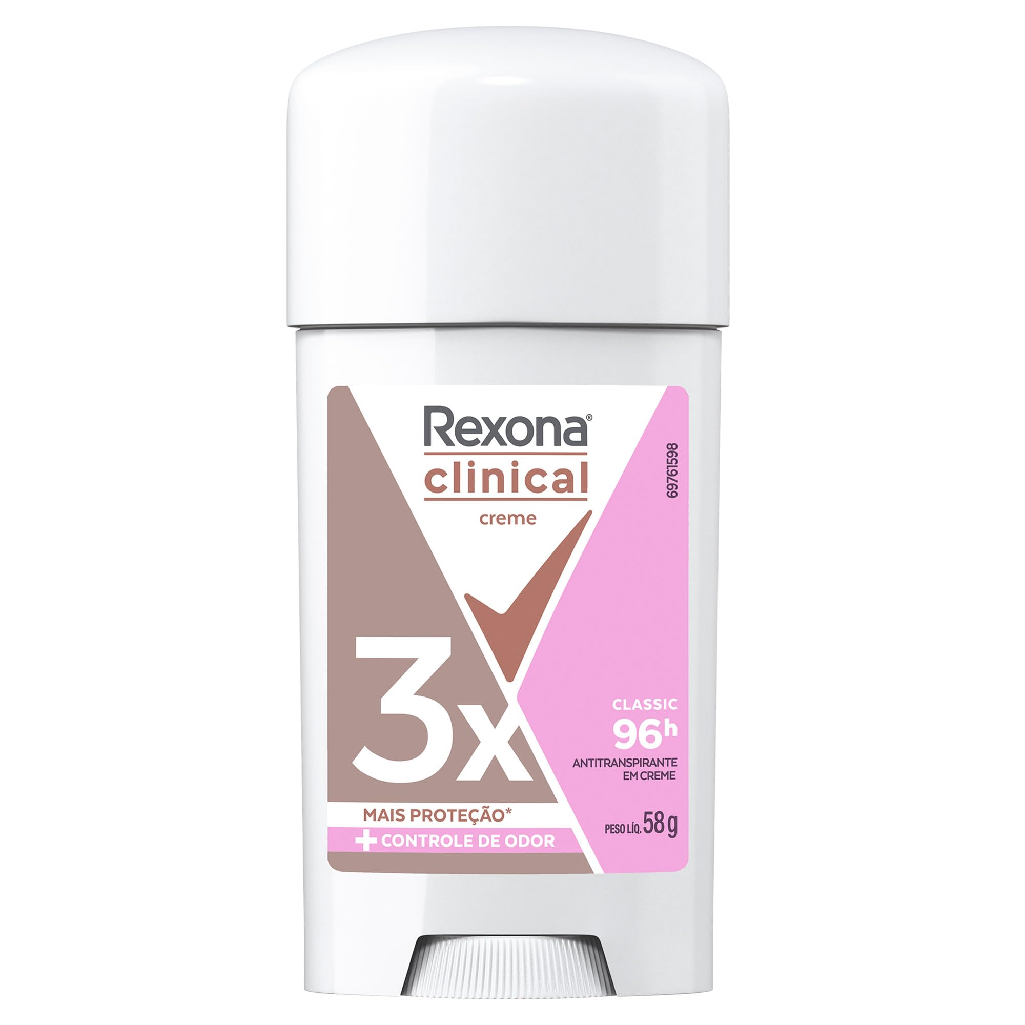 Rexona Clinical 96hrs 58g cream stick product shot highlighting long-lasting protection.
