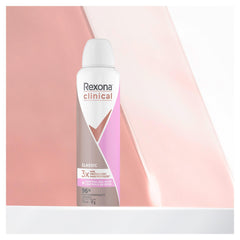Rexona Clinical aerosol classic underarm application demonstrates easy bursts for consistent protection