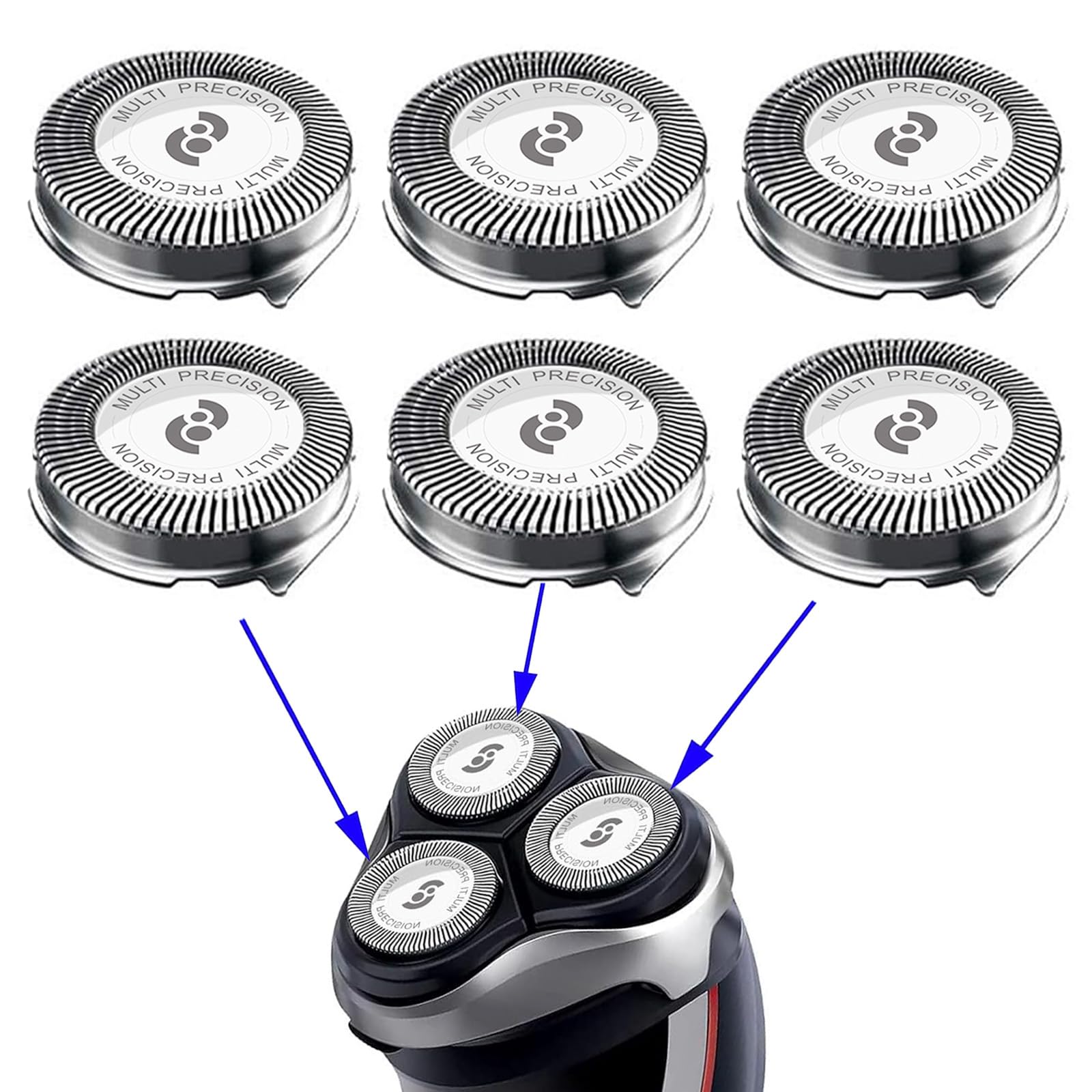 RF RollingFit HQ8 replacement heads align with Philips Aquatec shaver for a comfortable shave