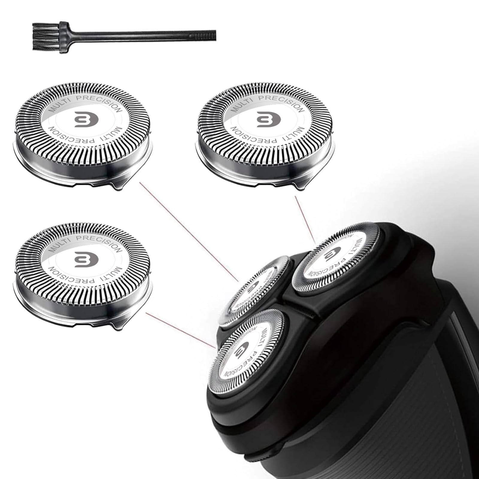 RF RollingFit SH30 heads close-up showing precise fit for gentle glide