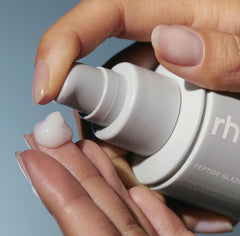 Rhode peptide glazing fluid texture swatch reveals lightweight dewy finish