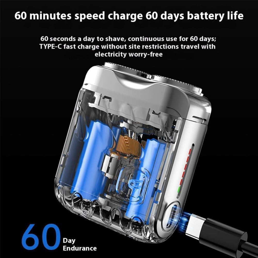 Rhycoma Skywortl Mini Shaver magnetic-heads caps enable hygienic storage and cleaning.