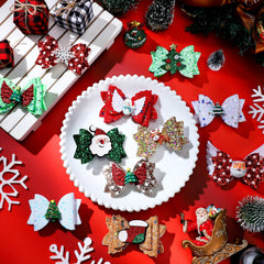 Riceshoot Christmas bow clip snowflake design adds glittery charm for styles