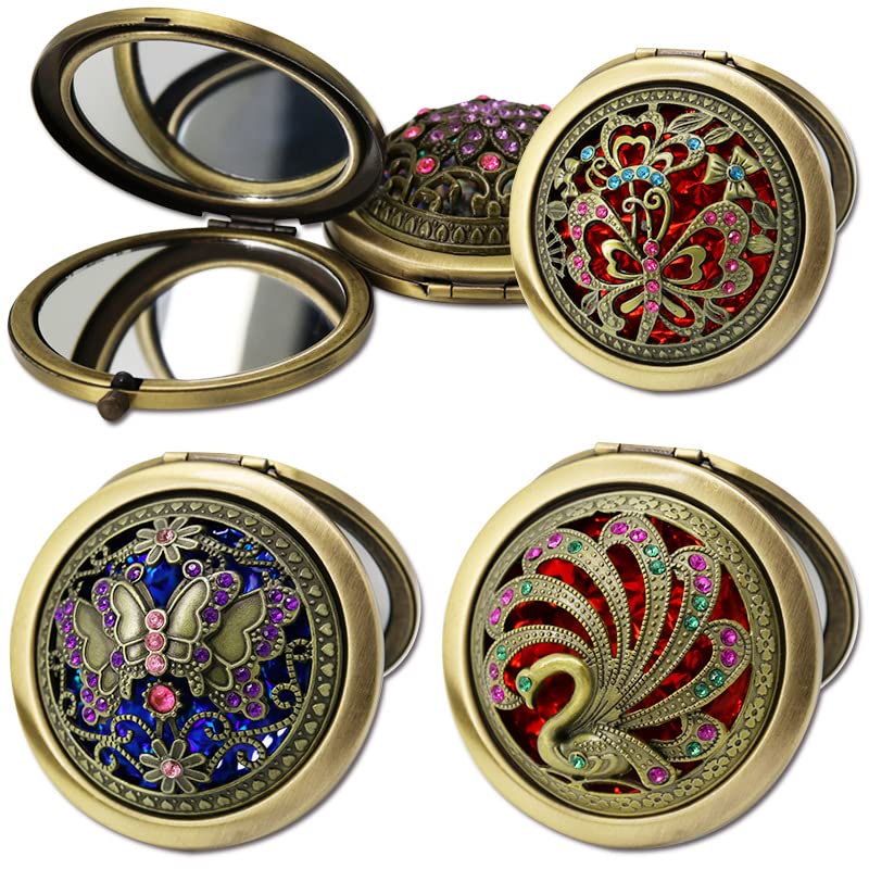 Rich Boxer foldable travel makeup mirror bronze for purse or bag